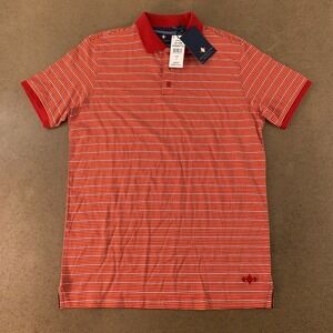 ArgyleCulture Men's Size Small Red Orange Striped Short Sleeve Polo Shirt NWT